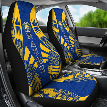 Nauru Car Seat Covers - Nauru Coat Of Arms Polynesian Tattoo Flag