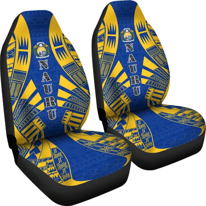 Nauru Car Seat Covers - Nauru Coat Of Arms Polynesian Tattoo Flag