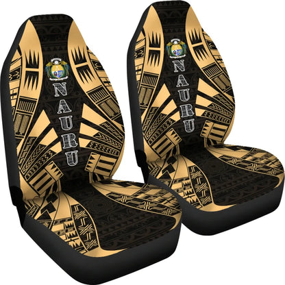 Nauru Car Seat Covers - Nauru Coat Of Arms Polynesian Tattoo Gold