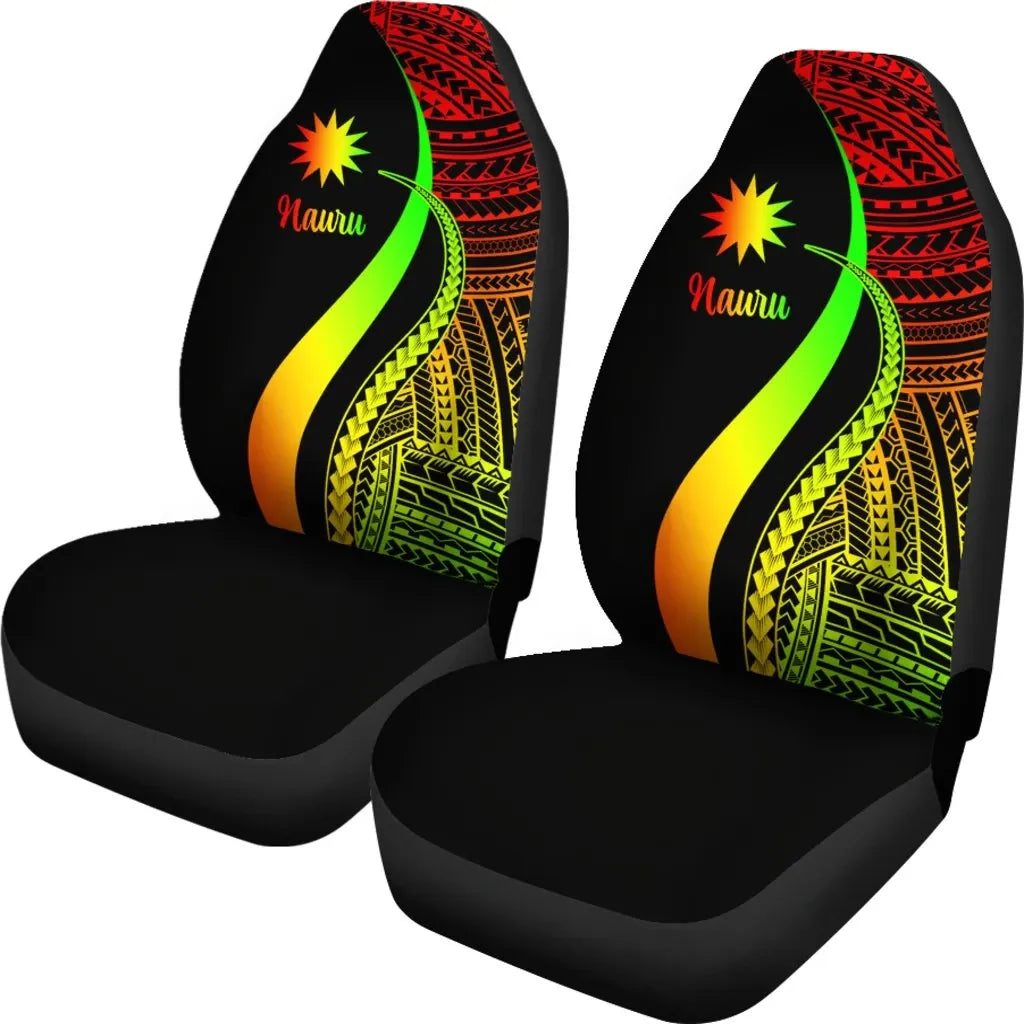 Nauru Car Seat Covers - Reggae Polynesian Tentacle Tribal Pattern