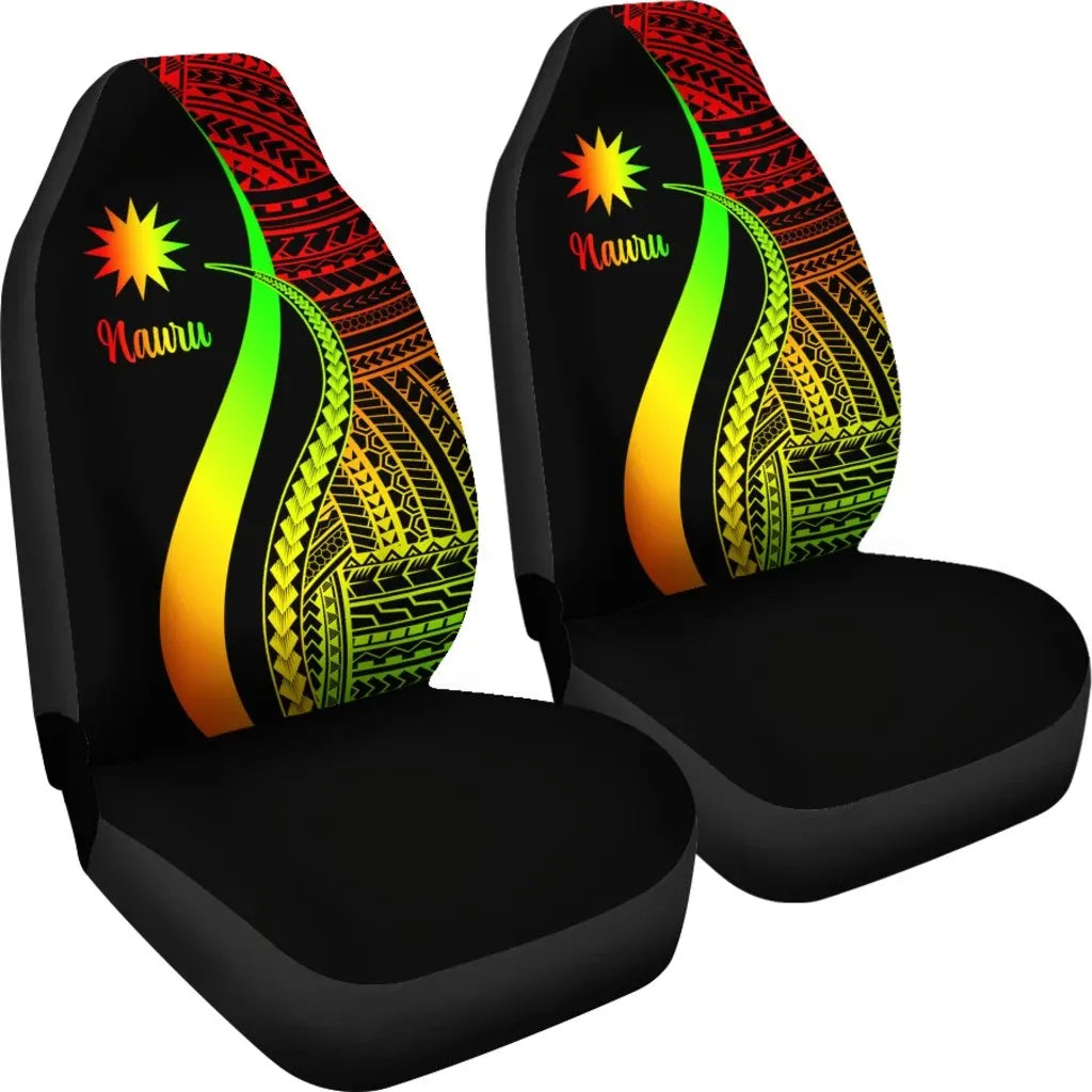 Nauru Car Seat Covers - Reggae Polynesian Tentacle Tribal Pattern
