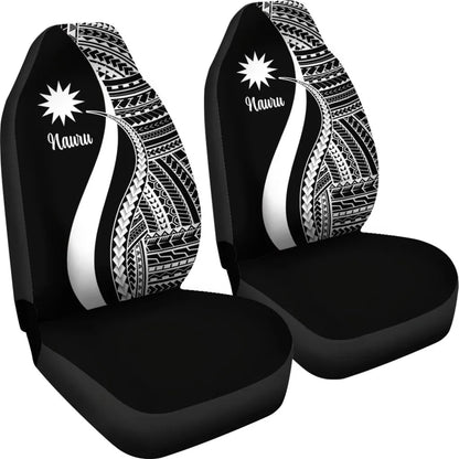 Nauru Car Seat Covers - White Polynesian Tentacle Tribal Pattern