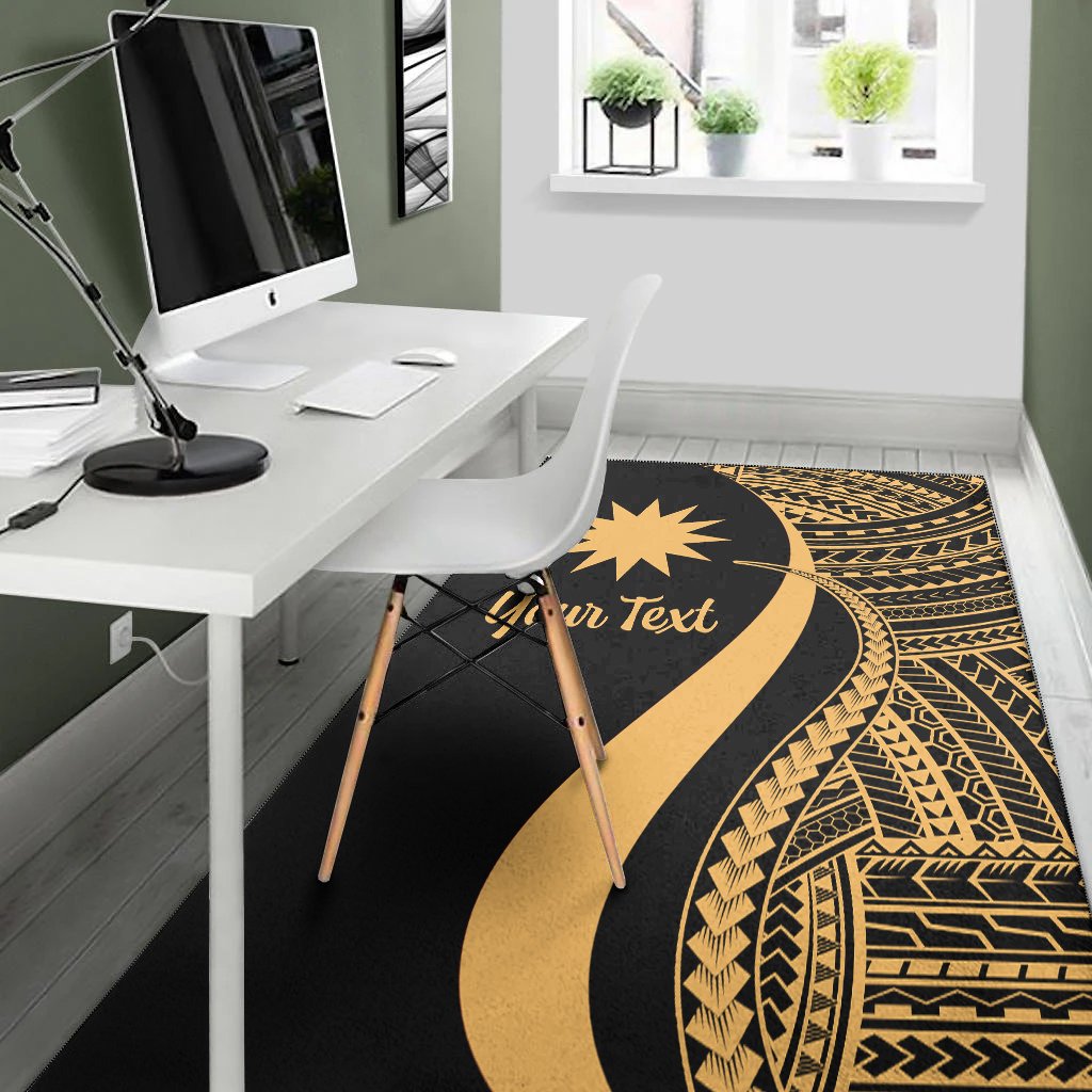 Nauru Custom Personalised Area Rug - Gold Polynesian Tentacle Tribal Pattern