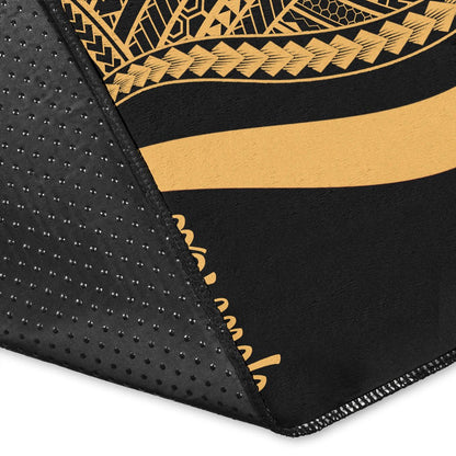 Nauru Custom Personalised Area Rug - Gold Polynesian Tentacle Tribal Pattern