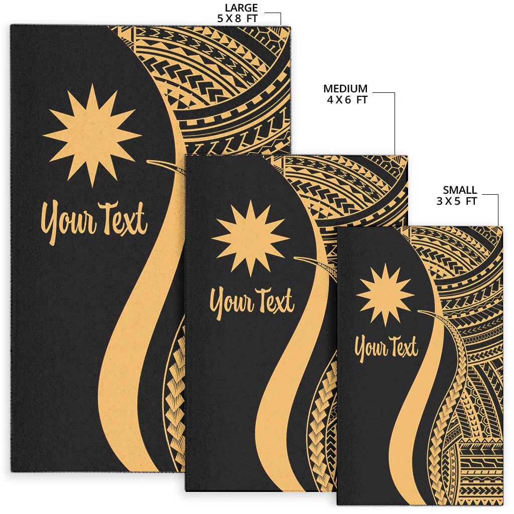 Nauru Custom Personalised Area Rug - Gold Polynesian Tentacle Tribal Pattern