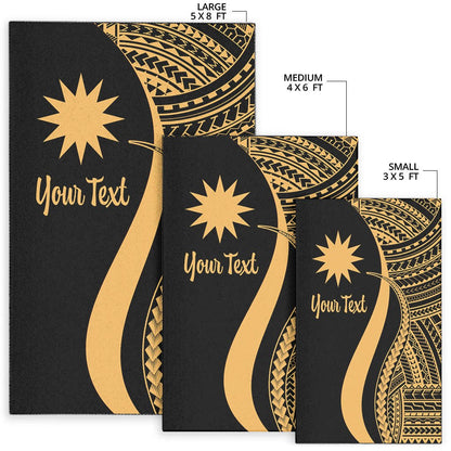 Nauru Custom Personalised Area Rug - Gold Polynesian Tentacle Tribal Pattern