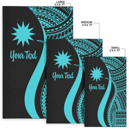 Nauru Custom Personalised Area Rug - Turquoise Polynesian Tentacle Tribal Pattern