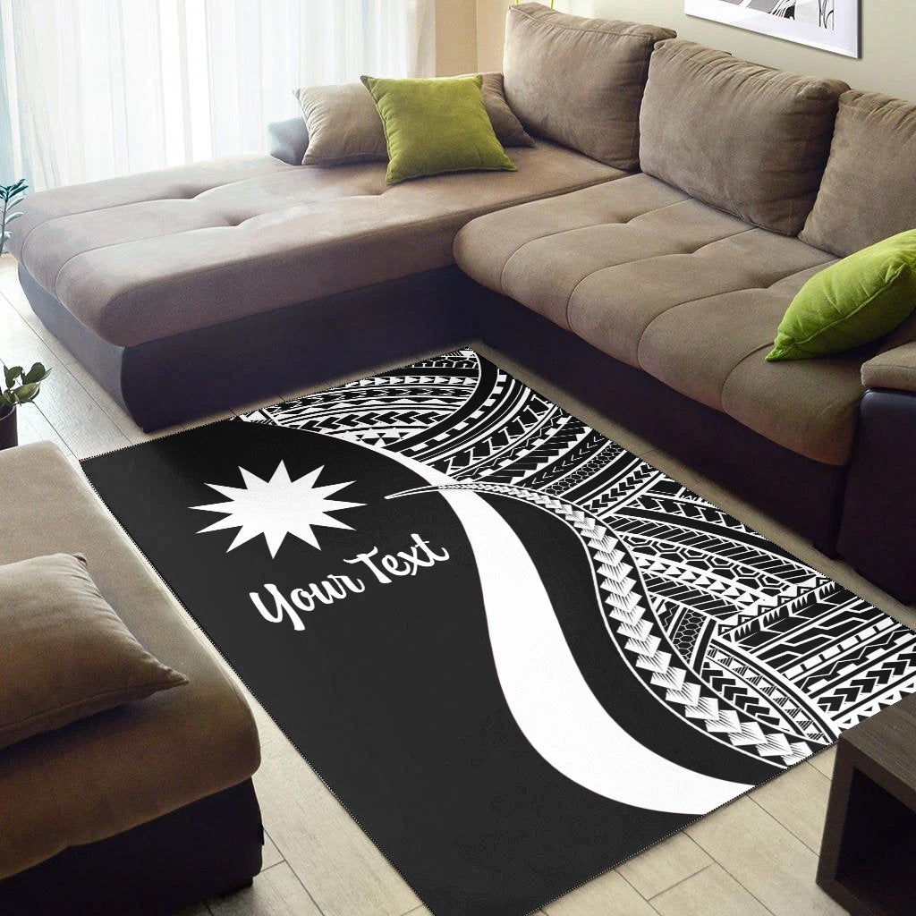 Nauru Custom Personalised Area Rug - White Polynesian Tentacle Tribal Pattern