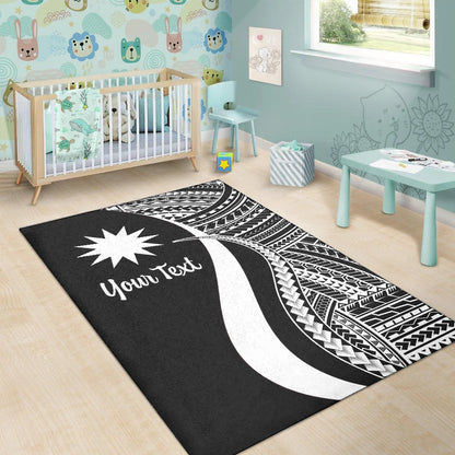 Nauru Custom Personalised Area Rug - White Polynesian Tentacle Tribal Pattern