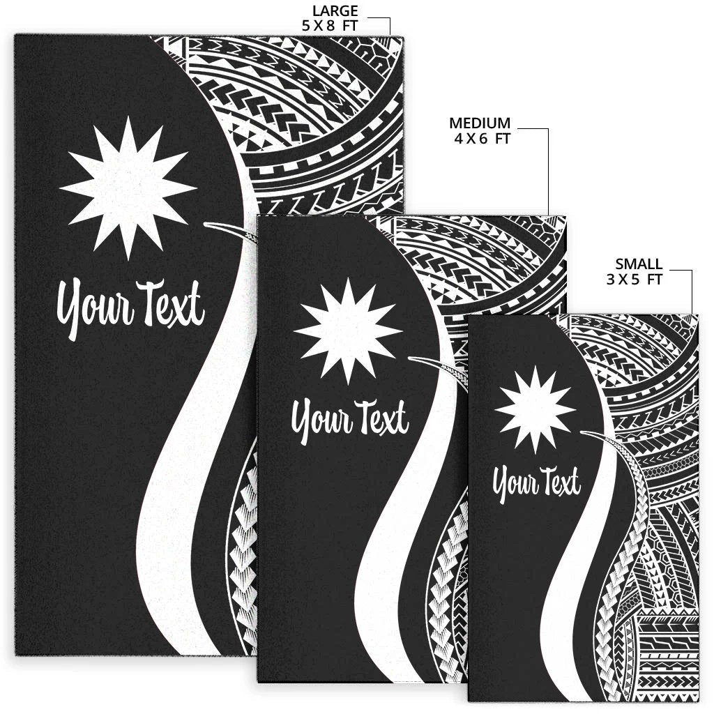 Nauru Custom Personalised Area Rug - White Polynesian Tentacle Tribal Pattern
