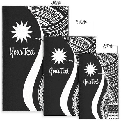 Nauru Custom Personalised Area Rug - White Polynesian Tentacle Tribal Pattern