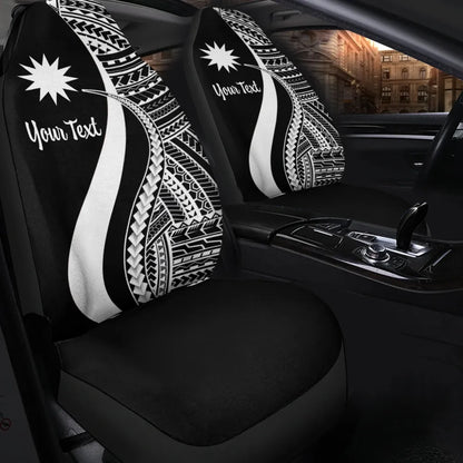Nauru Custom Personalised Car Seat Covers - White Polynesian Tentacle Tribal Pattern