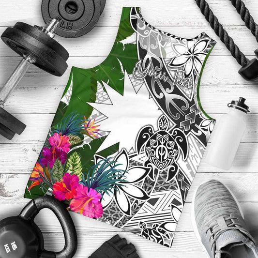 Nauru Custom Personalised Men Tank Top White - Turtle Plumeria Banana Leaf