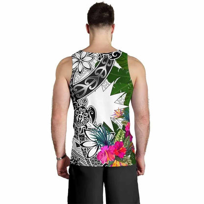 Nauru Custom Personalised Men Tank Top White - Turtle Plumeria Banana Leaf