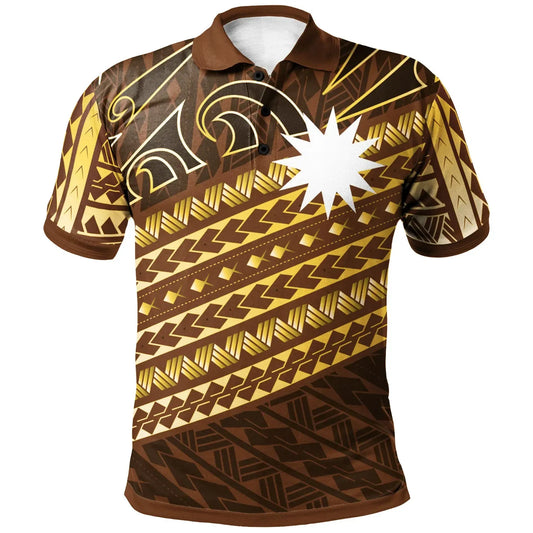 Nauru Custom Personalised Polo Shirt - Polynesian Diagonal Pattern