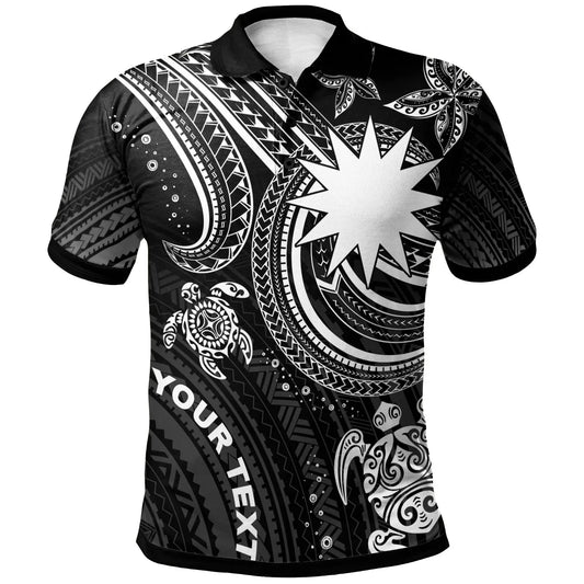 Nauru Custom Personalised Polo Shirt - White Turtle