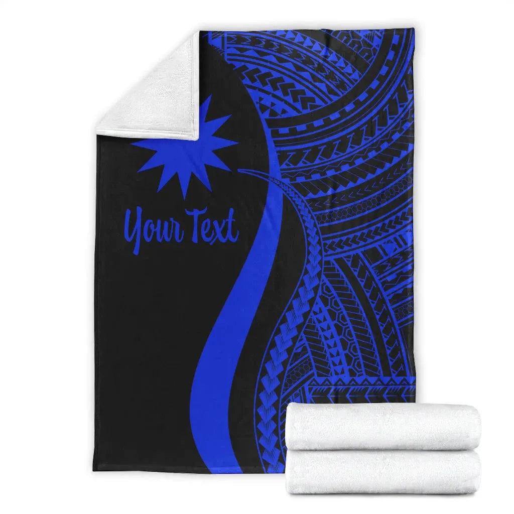 Nauru Custom Personalised Premium Blanket - Blue Polynesian Tentacle Tribal Pattern