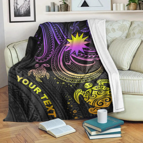 Nauru Custom Personalised Premium Blanket- Pink Turtle