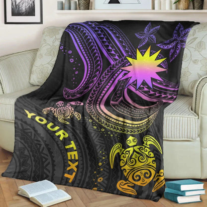 Nauru Custom Personalised Premium Blanket- Pink Turtle
