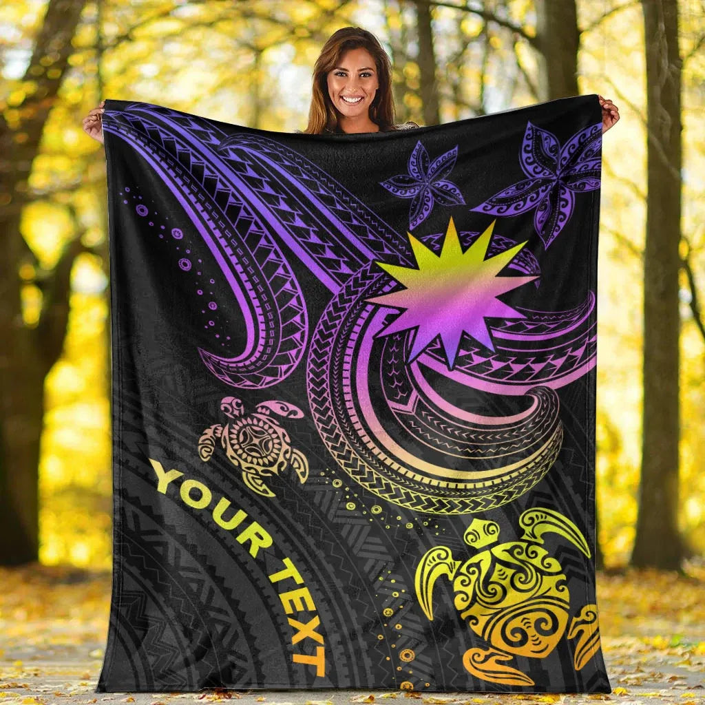 Nauru Custom Personalised Premium Blanket- Pink Turtle