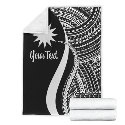 Nauru Custom Personalised Premium Blanket - White Polynesian Tentacle Tribal Pattern