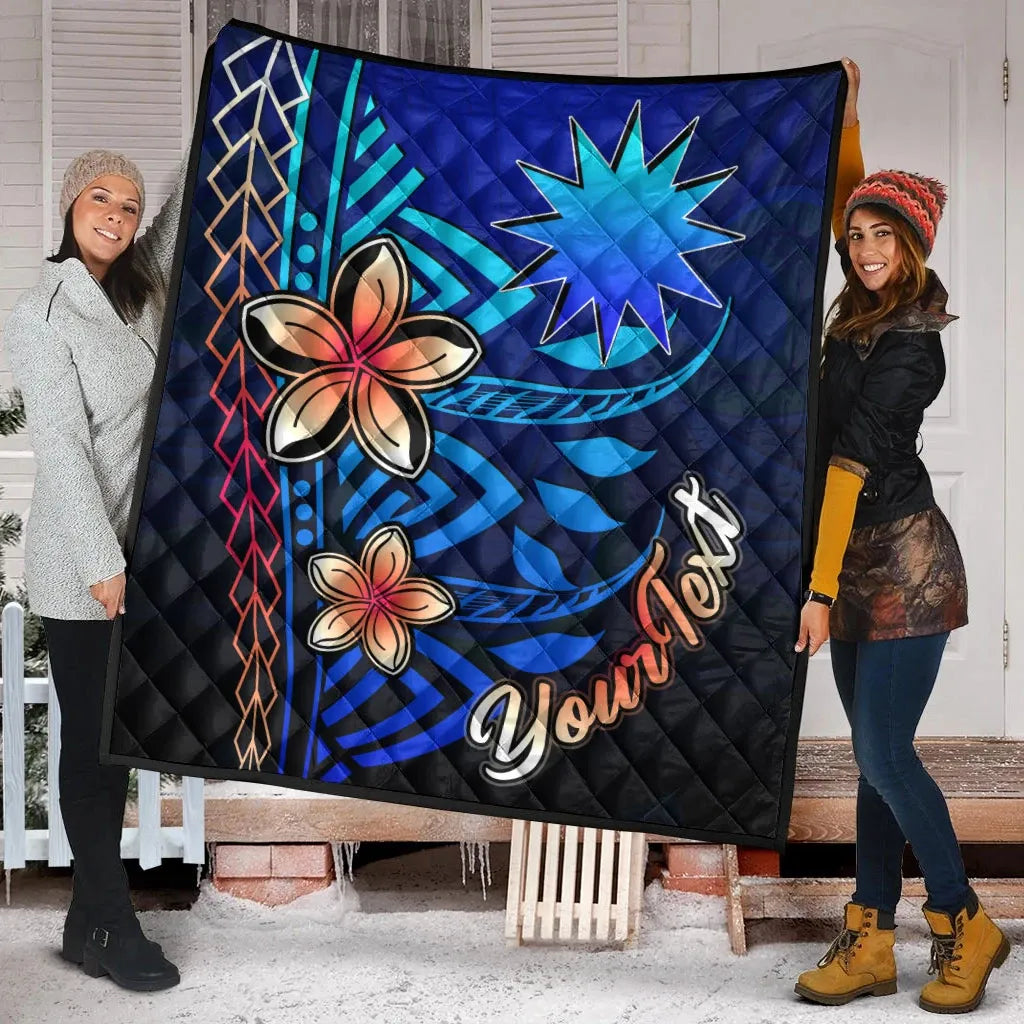 Nauru Custom Personalised Premium Quilt - Vintage Tribal Mountain