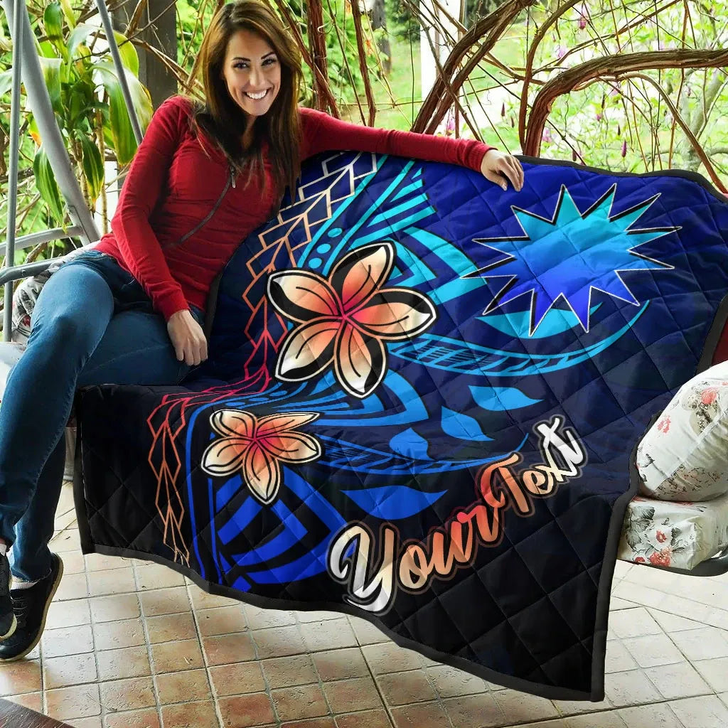 Nauru Custom Personalised Premium Quilt - Vintage Tribal Mountain