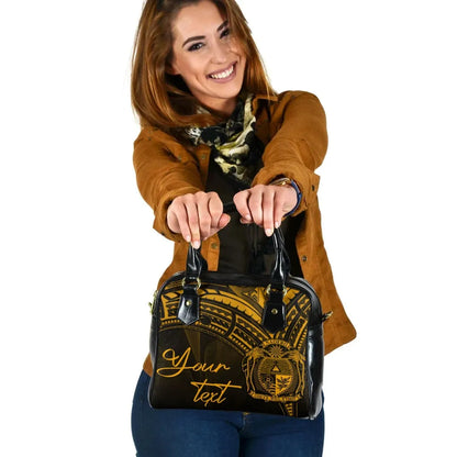 Nauru Custom Personalised Shoulder Handbag - Cross Style Gold Color