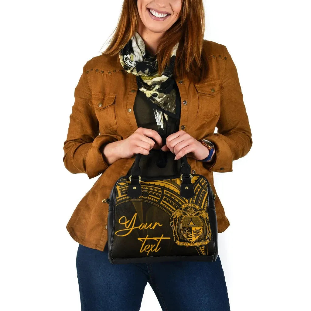 Nauru Custom Personalised Shoulder Handbag - Cross Style Gold Color