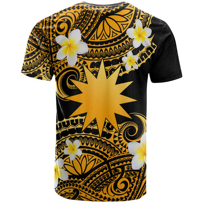 Nauru Custom Personalised T-Shirt - Plumeria Polynesian Vibe Gold