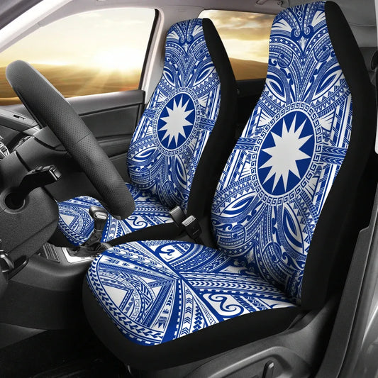 Nauru Car Seat Cover - Nauru Coat Of Arms Polynesian Flag Color