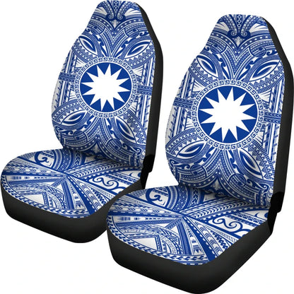 Nauru Car Seat Cover - Nauru Coat Of Arms Polynesian Flag Color