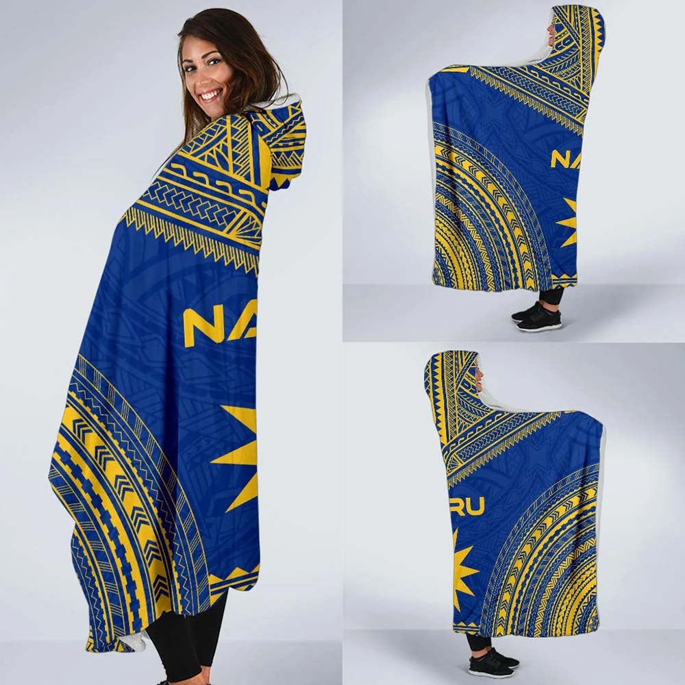 Nauru Flag Polynesian Chief Hooded Blanket