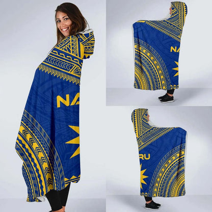 Nauru Flag Polynesian Chief Hooded Blanket