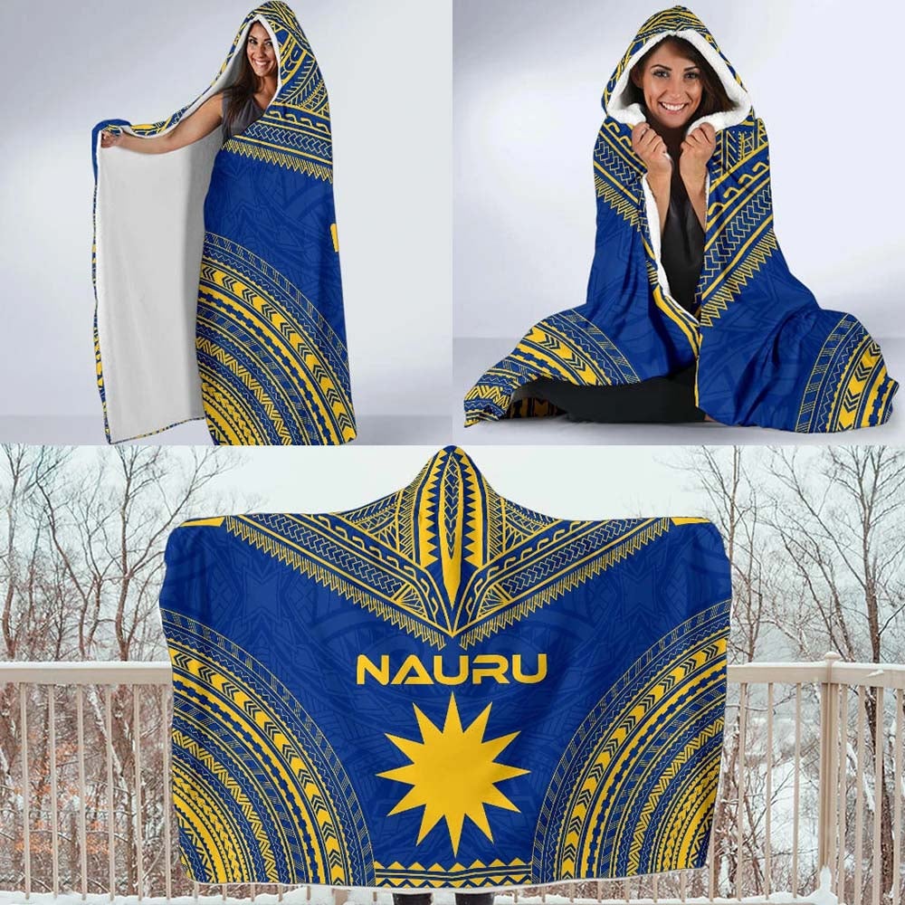 Nauru Flag Polynesian Chief Hooded Blanket