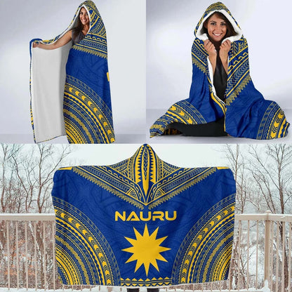 Nauru Flag Polynesian Chief Hooded Blanket