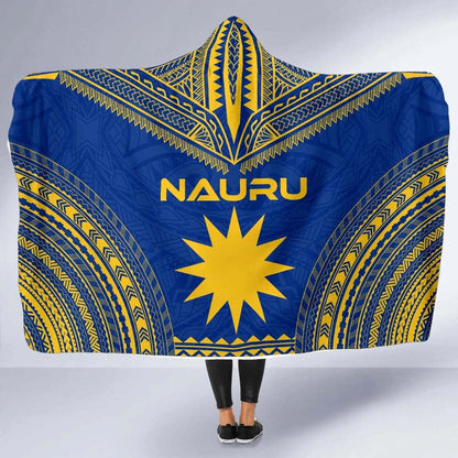 Nauru Flag Polynesian Chief Hooded Blanket