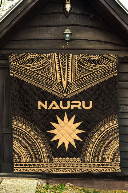 Nauru Premium Quilt - Nauru Flag Polynesian Chief Gold Version