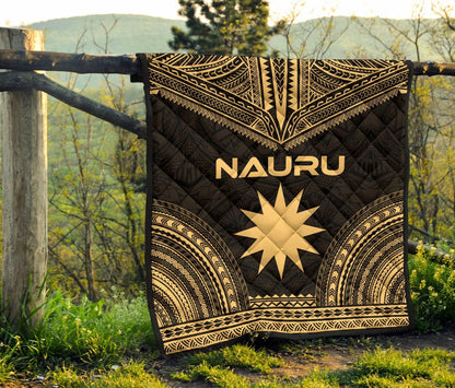 Nauru Premium Quilt - Nauru Flag Polynesian Chief Gold Version