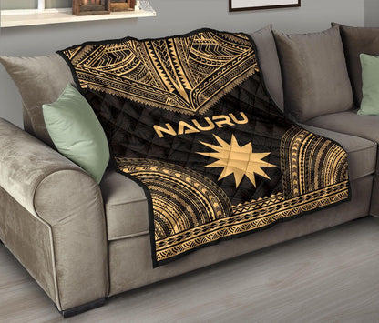 Nauru Premium Quilt - Nauru Flag Polynesian Chief Gold Version