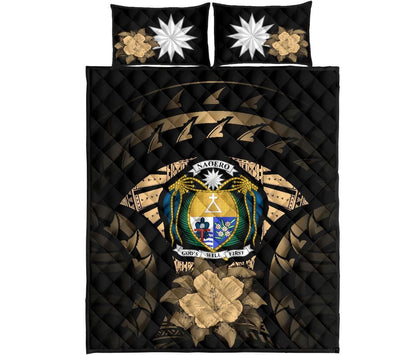 Nauru Polynesian Quilt Bed Set Hibiscus Gold