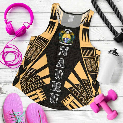 Nauru Women Racerback Tank - Polynesian Tattoo Gold