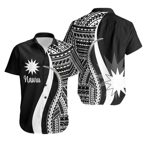 Nauru Short Sleeve Shirt - White Polynesian Tentacle Tribal Pattern
