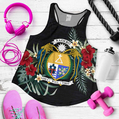 Nauru Hibiscus Women Racerback Tank