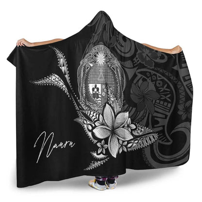 Nauru Hooded Blanket - Fish With Plumeria Flowers Style