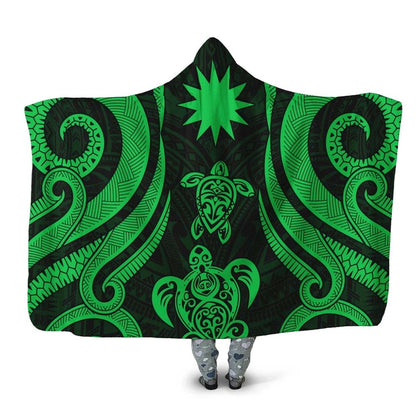 Nauru Hooded Blanket - Green Tentacle Turtle
