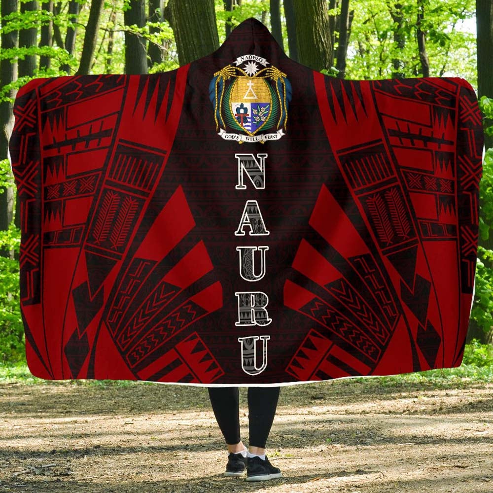 Nauru Hooded Blanket - Polynesian Tattoo Red