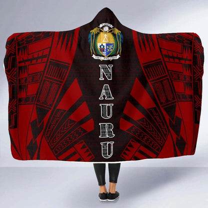 Nauru Hooded Blanket - Polynesian Tattoo Red