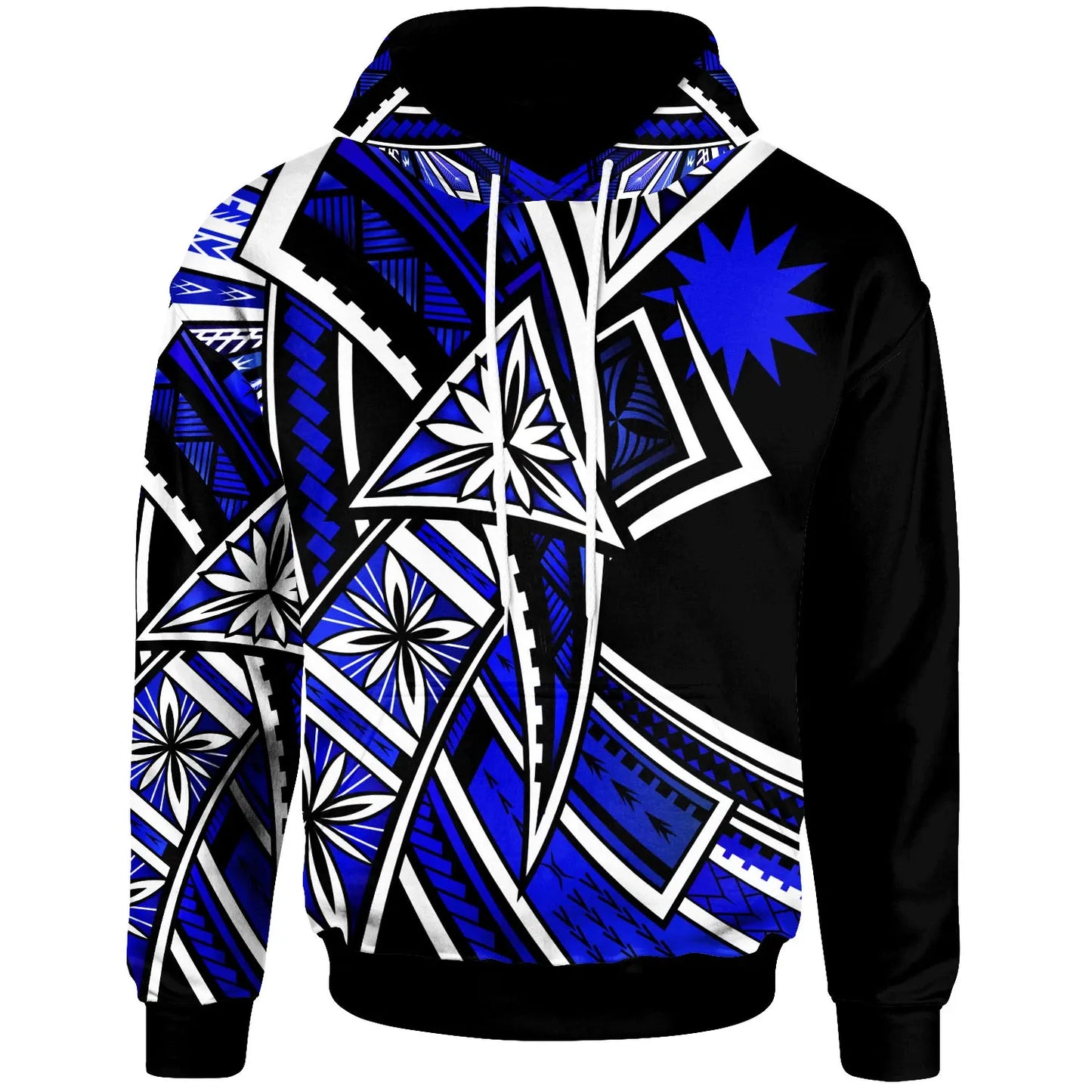 Nauru  Hoodie  - Tribal Flower Special Pattern Blue Color