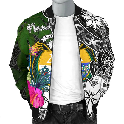 Nauru Bomber Jacket - Turtle Plumeria Banana Leaf Crest
